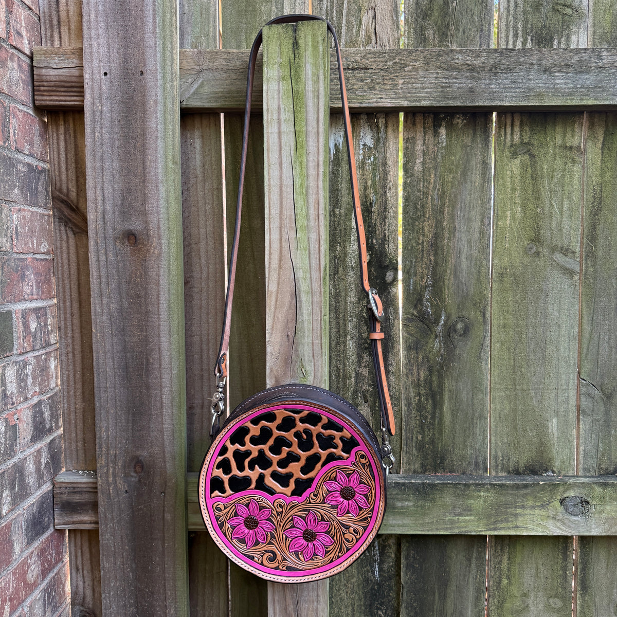 Hot Pink Floral and Leopard Purse