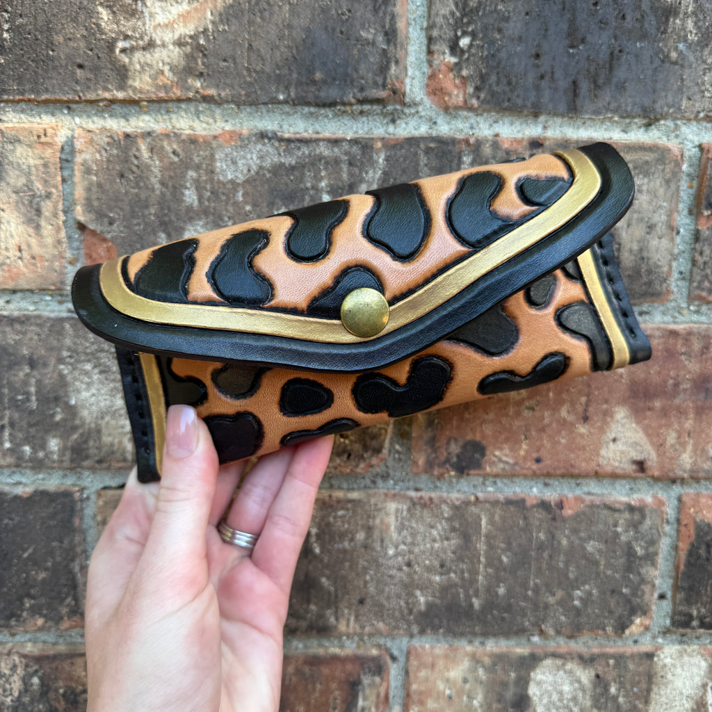 Gold Outline Leopard Sunglass Case