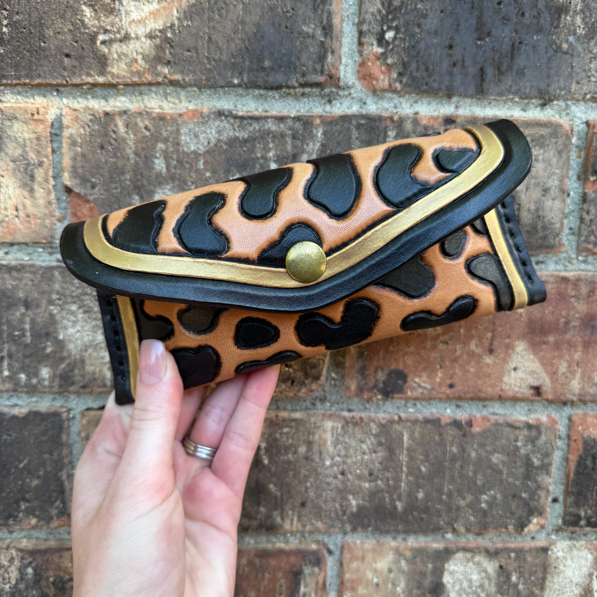 Gold Outline Leopard Sunglass Case