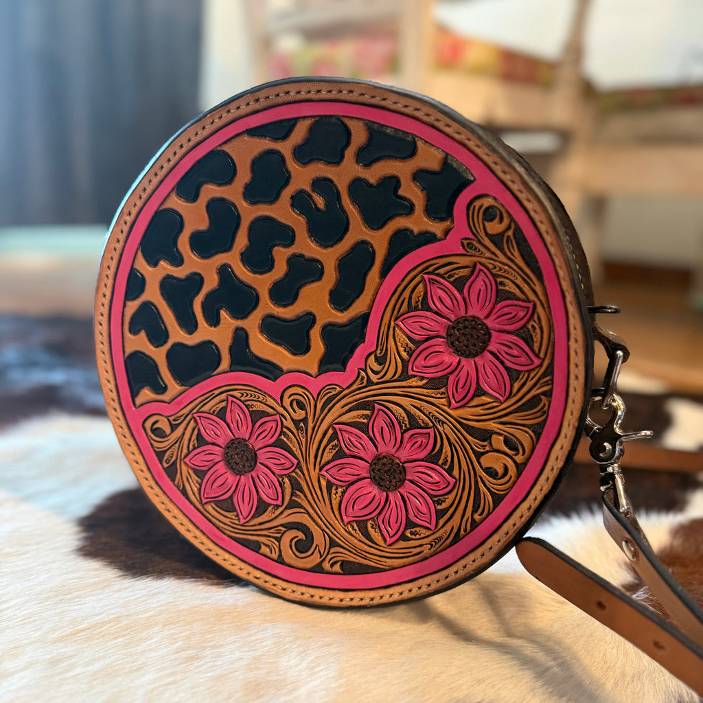 Hot Pink Floral and Leopard Purse