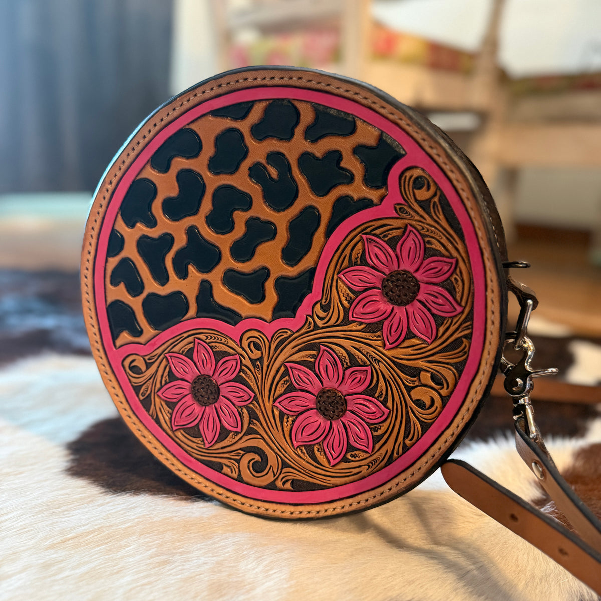 Hot Pink Floral and Leopard Purse