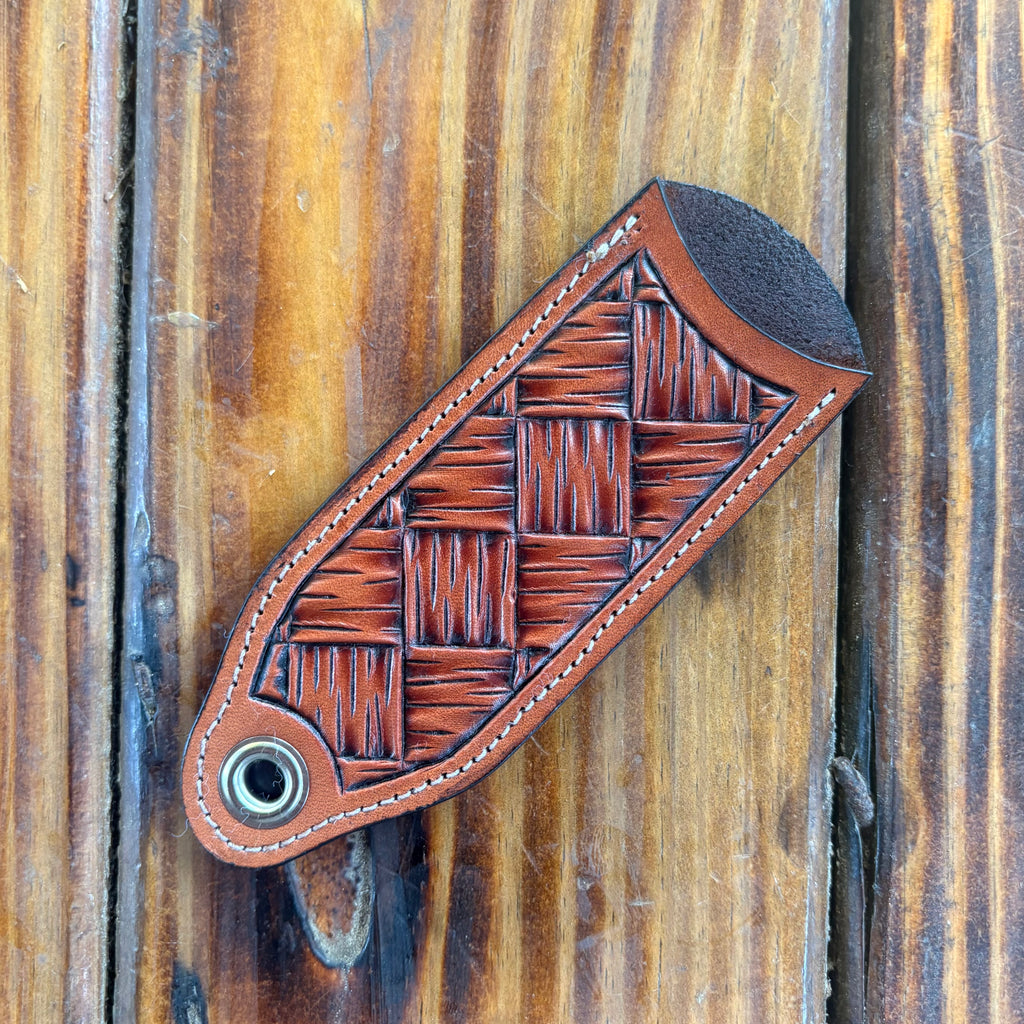 Basket Carved Cast Iron Skillet Handle - Saddle Tan