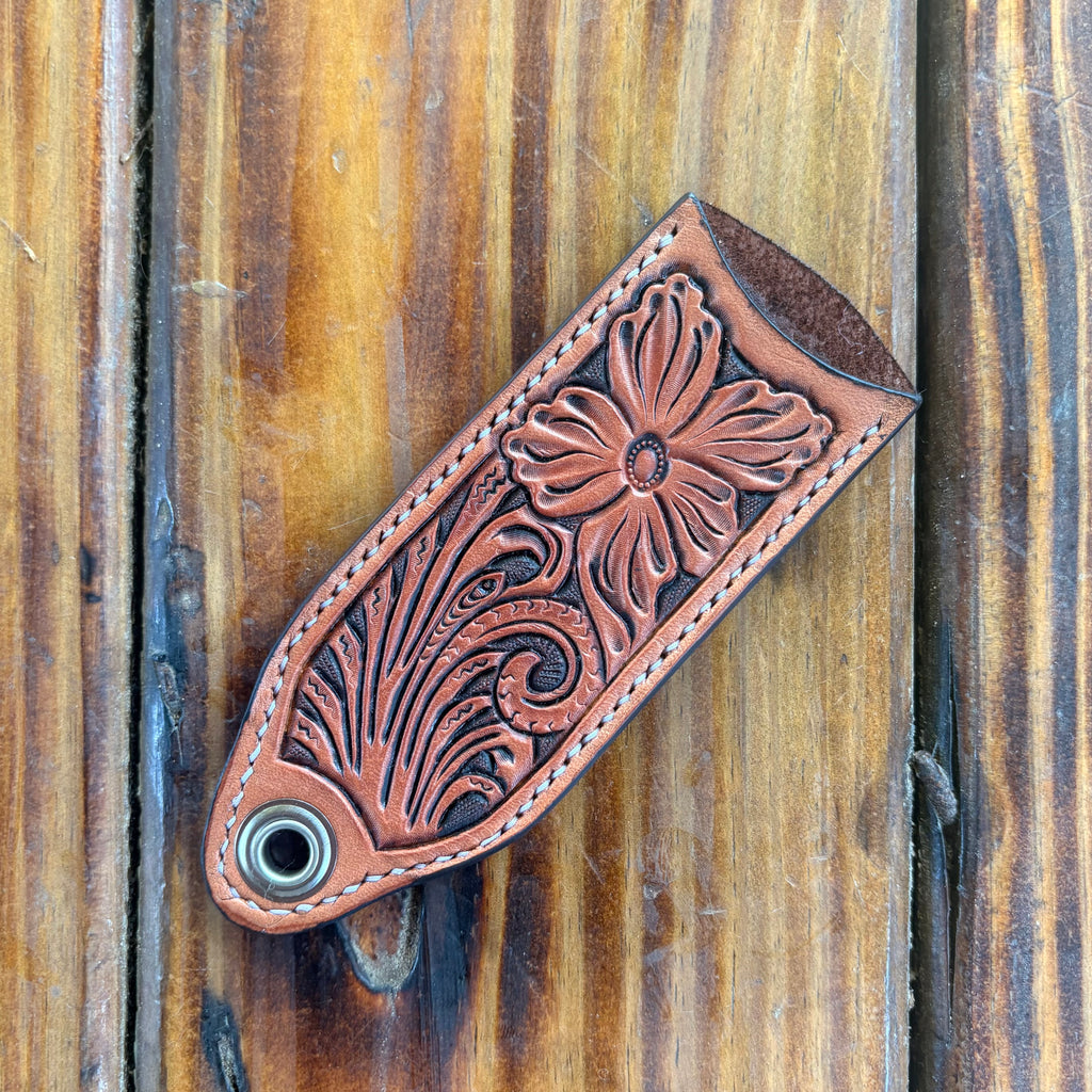 Floral Carved Cast Iron Skillet Handle - Natural