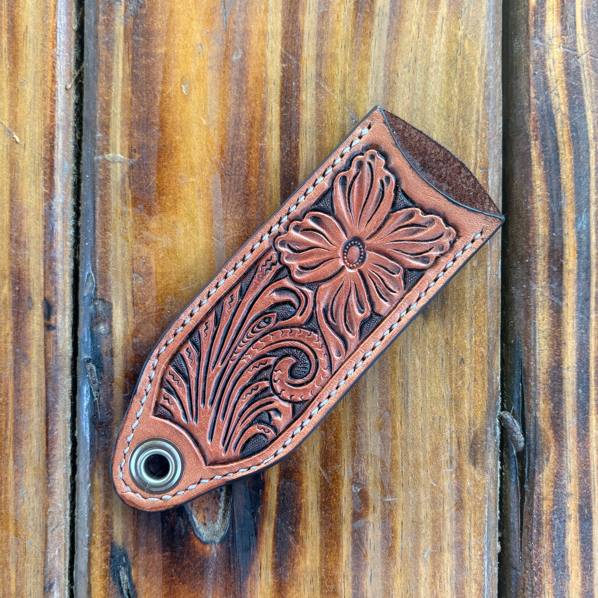 Floral Carved Cast Iron Skillet Handle - Natural