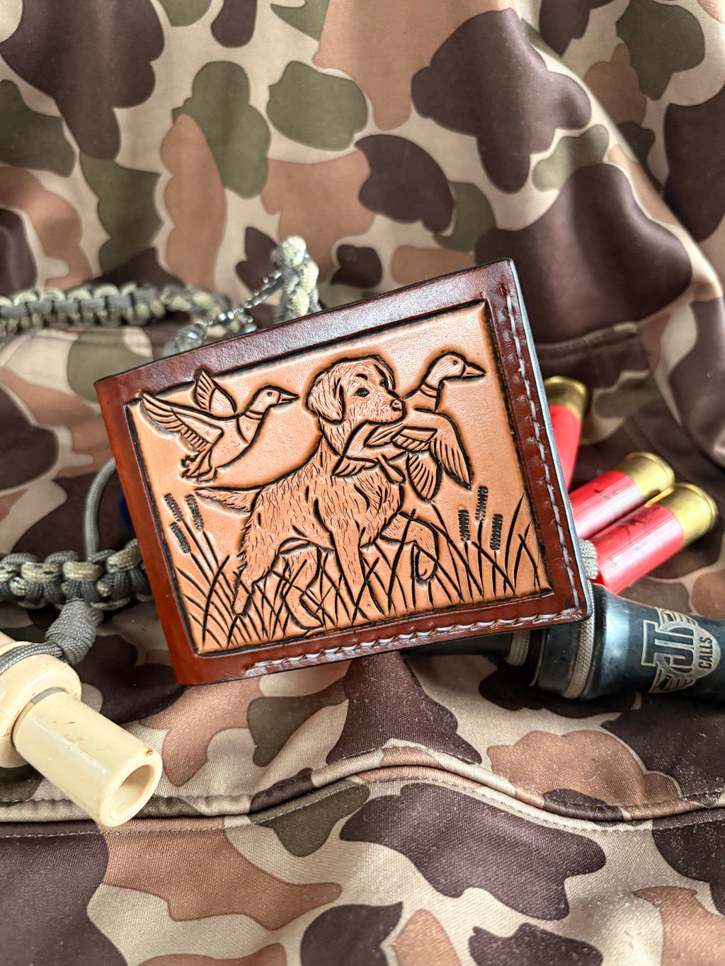 Duck Dog Carved Bifold Wallet