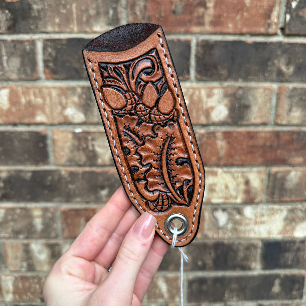 Oak Leaf Carved Cast Iron Skillet Handle - Natural
