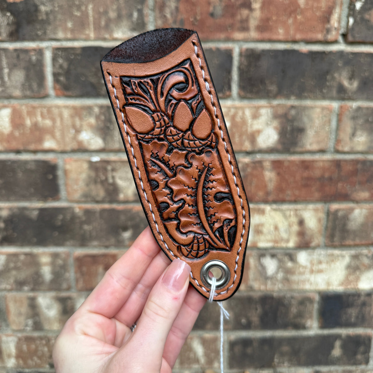 Oak Leaf Carved Cast Iron Skillet Handle - Natural