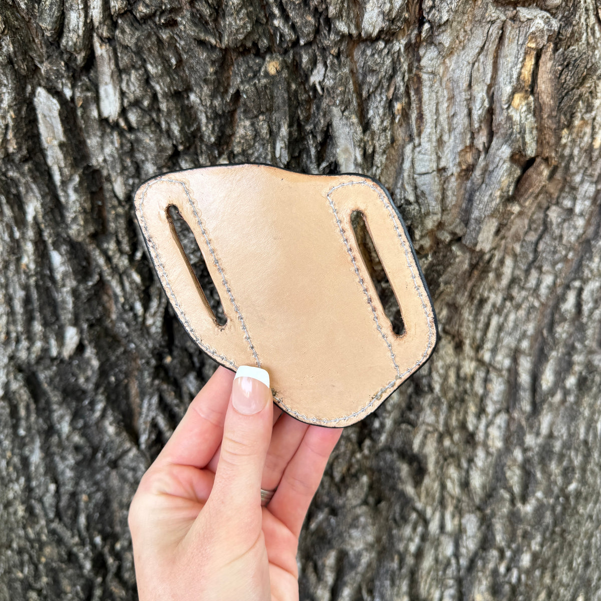 Camo Duck Carved Pancake Knife Sheath - Brown