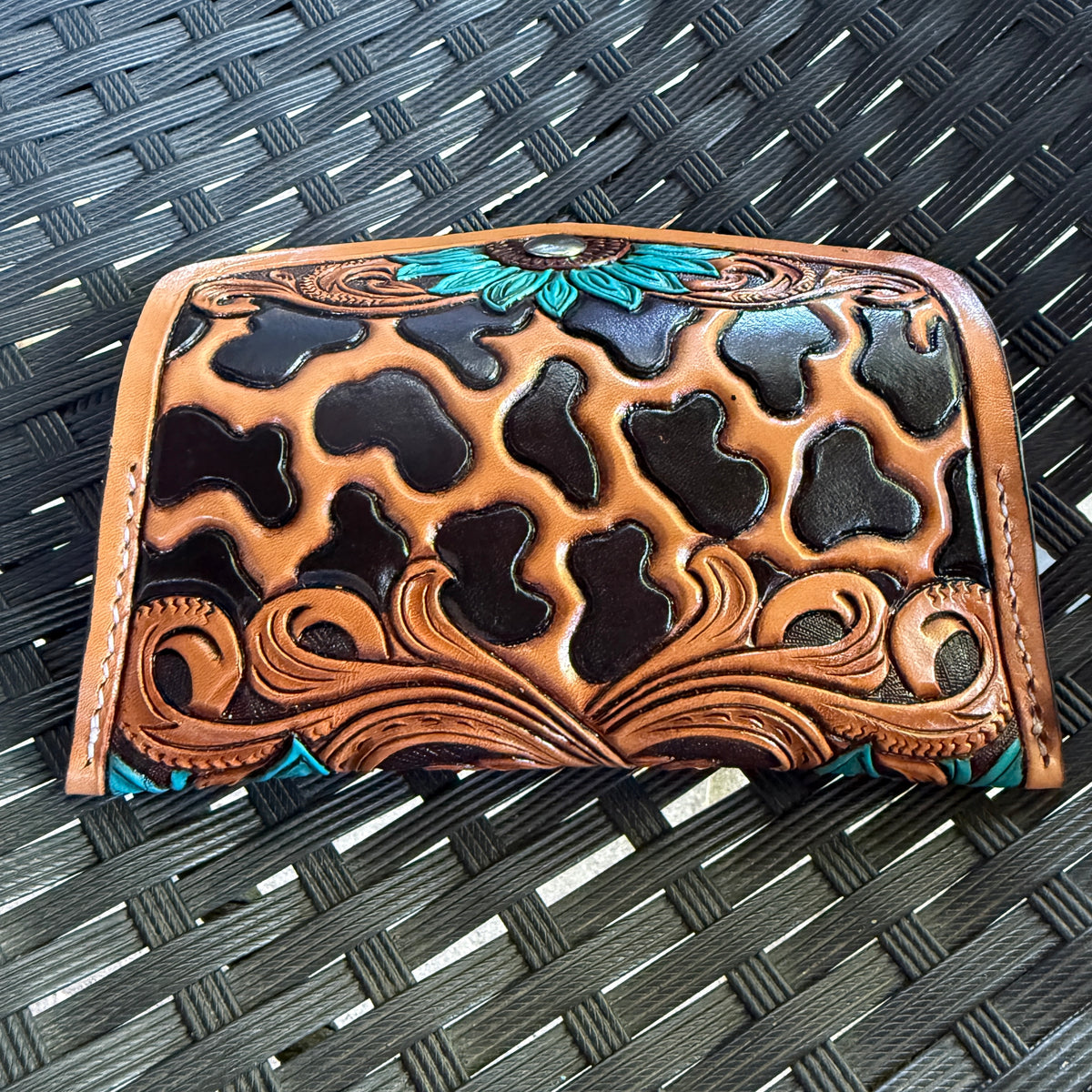 Sunflower Leopard Sunglass Case - Teal