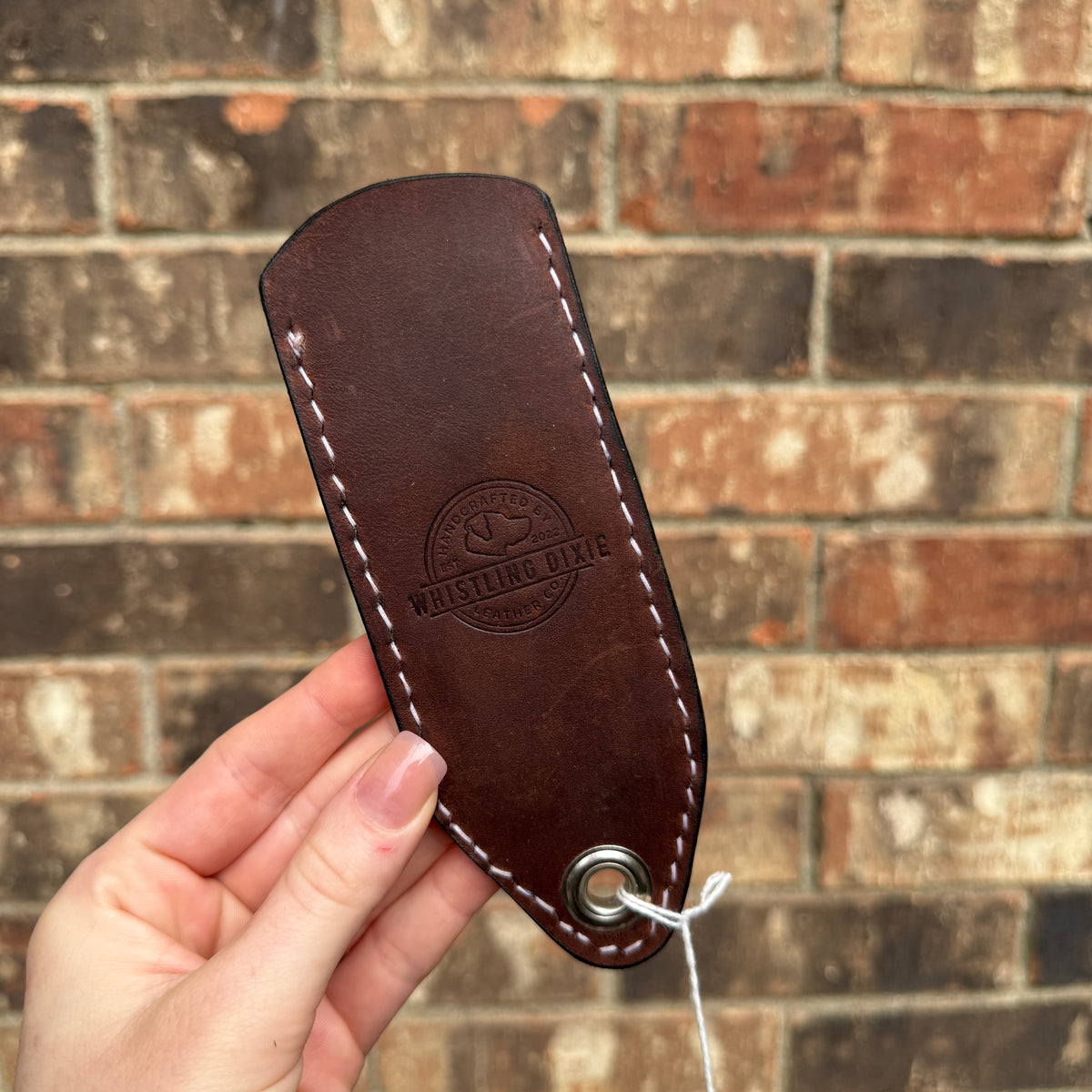 Floral Carved Cast Iron Skillet Handle - Dark Brown & Natural With Blue Accents