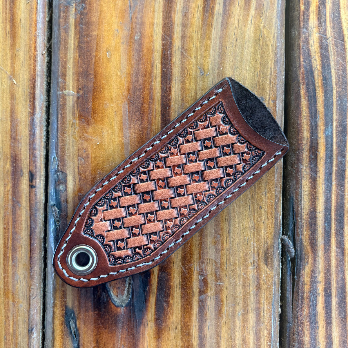 Texas Basket Stamped Cast Iron Skillet Handle - Dark Brown & Natural