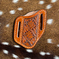 Basket Carved Pancake Knife Sheath - Saddle Tan
