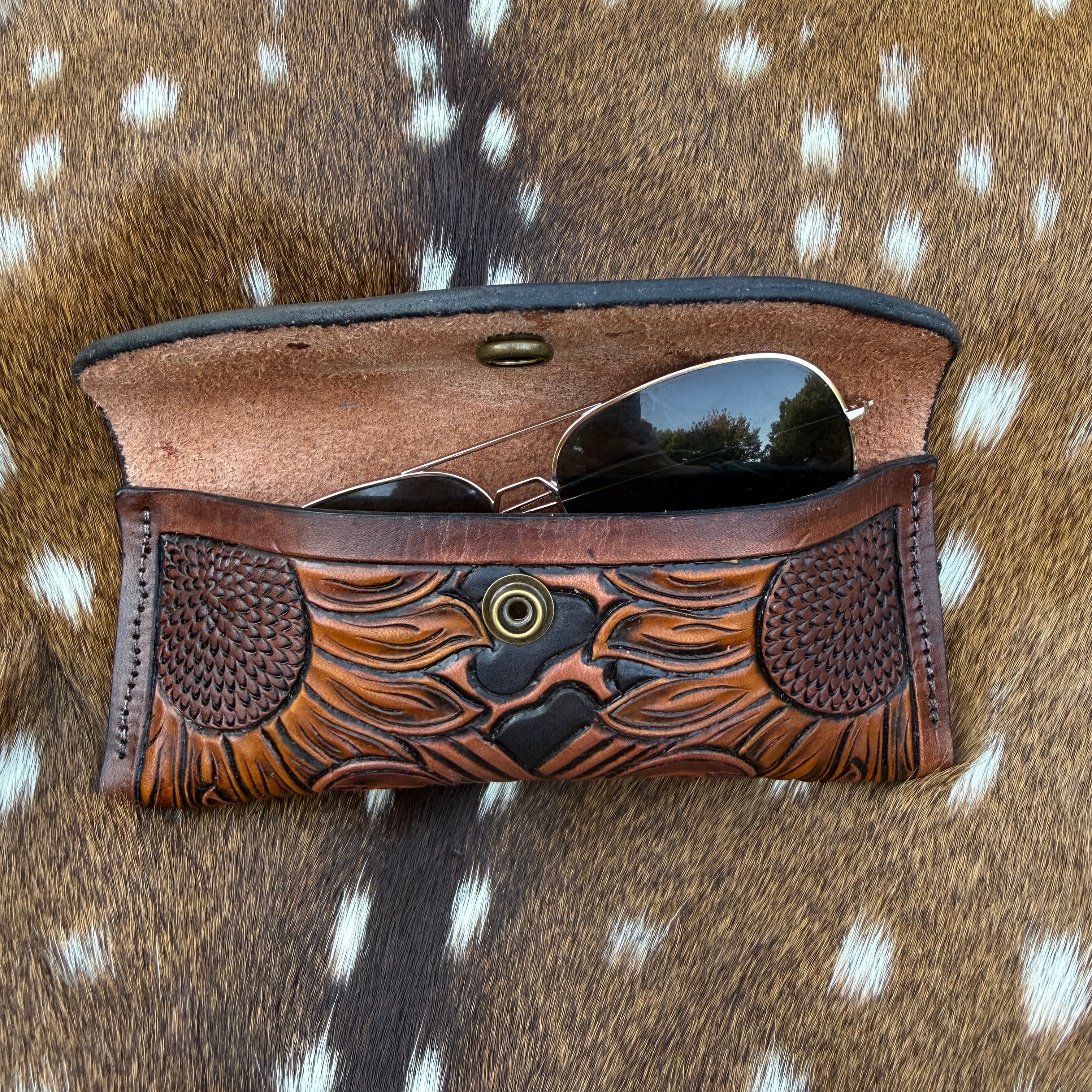 Sunflower Leopard Sunglass Case