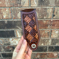 Two-Tone Basket Carved Cast Iron Skillet Handle - Dark Brown & Natural