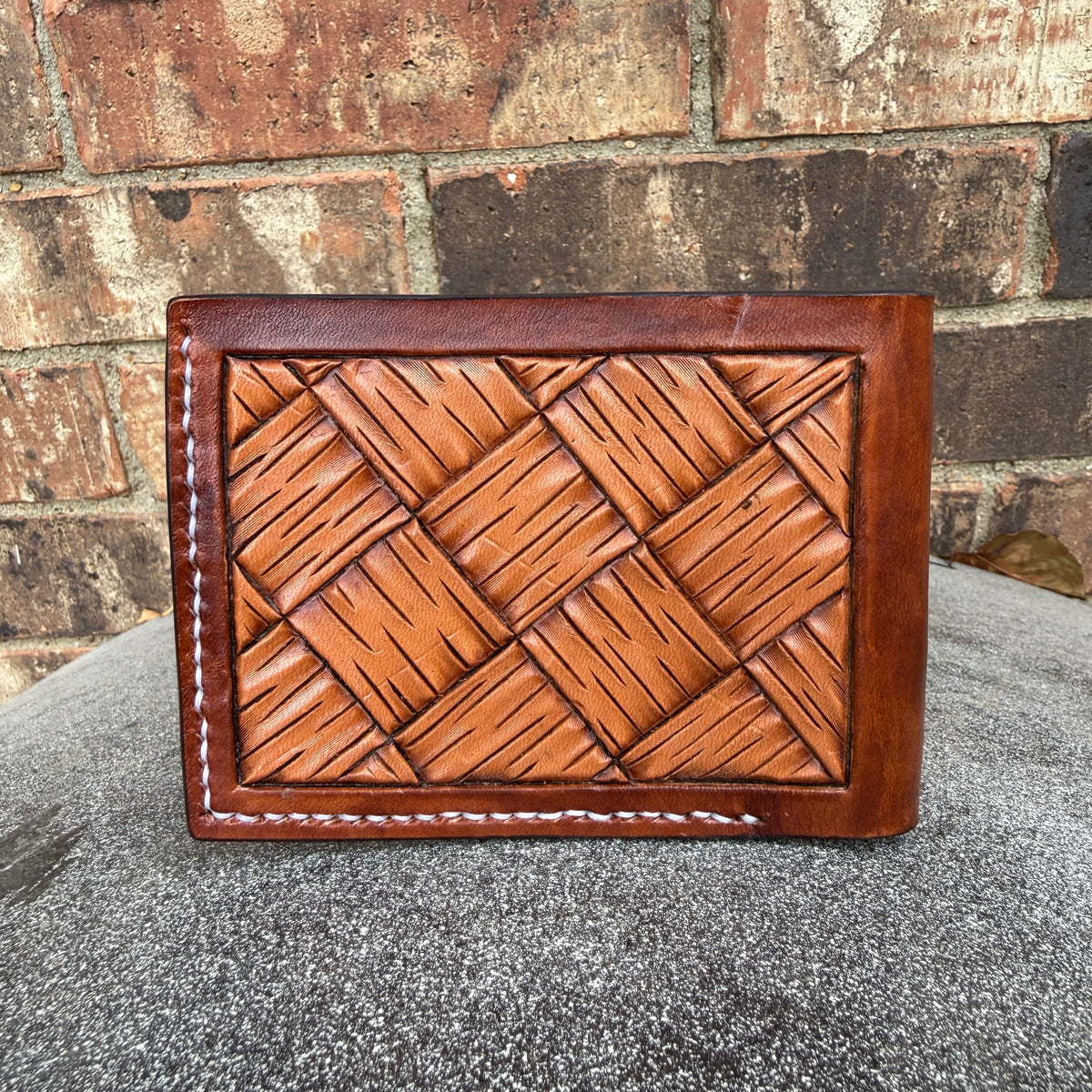 Brown Floral Carved Bifold Wallet