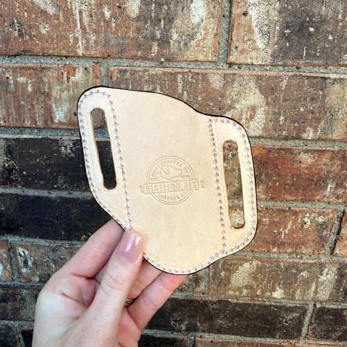 Basket Carved Pancake Knife Sheath - Saddle Tan