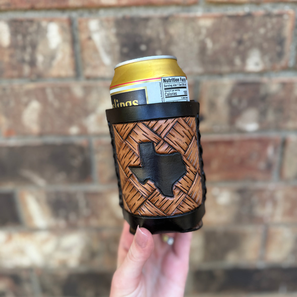Basketweave Texas Can Cooler