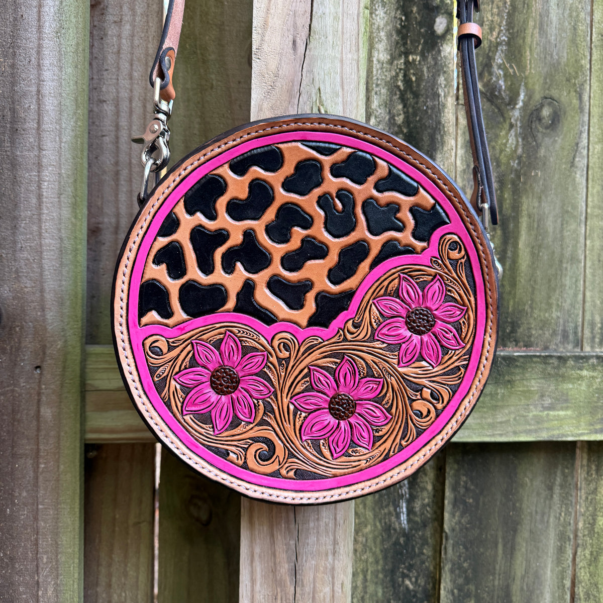 Hot Pink Floral and Leopard Purse
