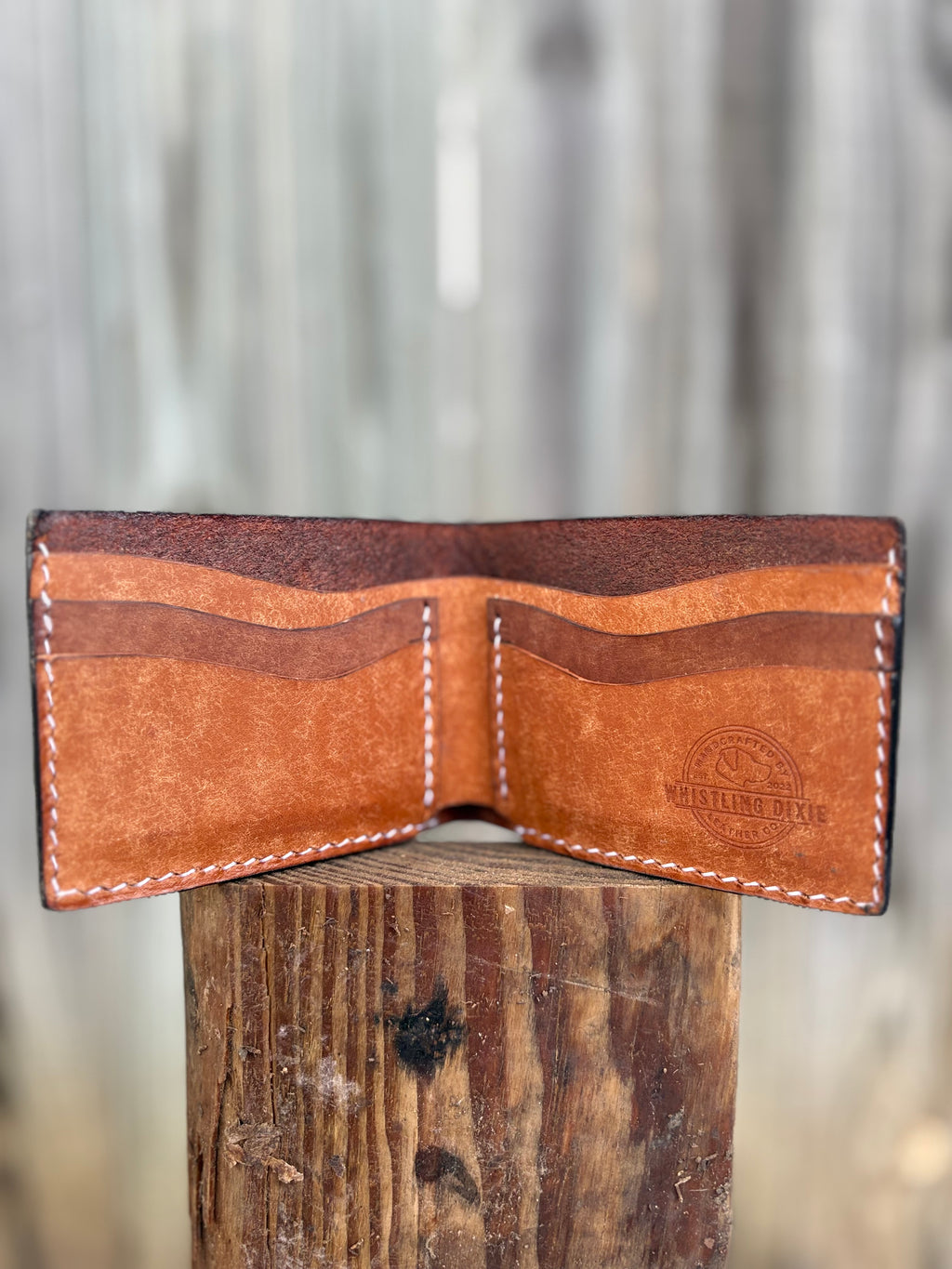 Black Floral Carved Bifold Wallet