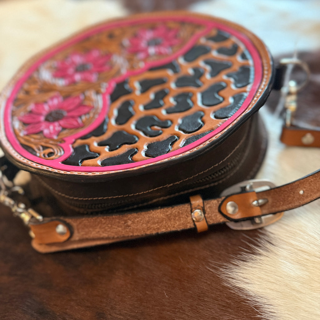 Hot Pink Floral and Leopard Purse