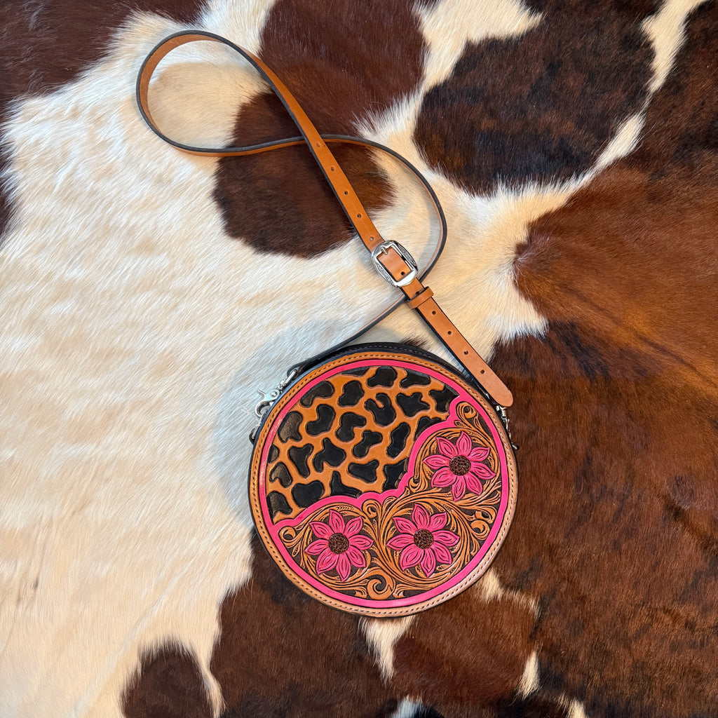 Hot Pink Floral and Leopard Purse
