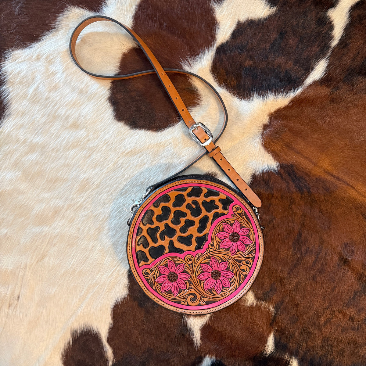 Hot Pink Floral and Leopard Purse
