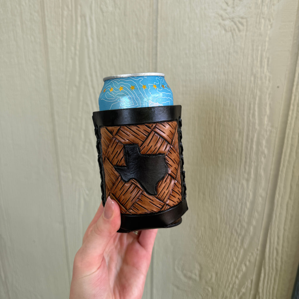 Basketweave Texas Can Cooler