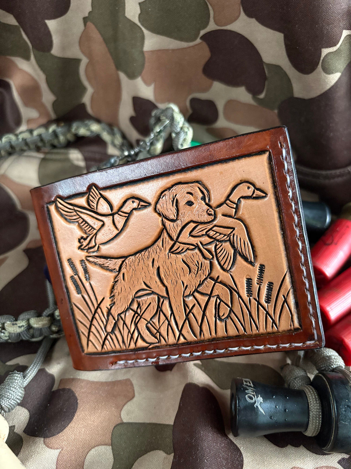 Duck Dog Carved Bifold Wallet