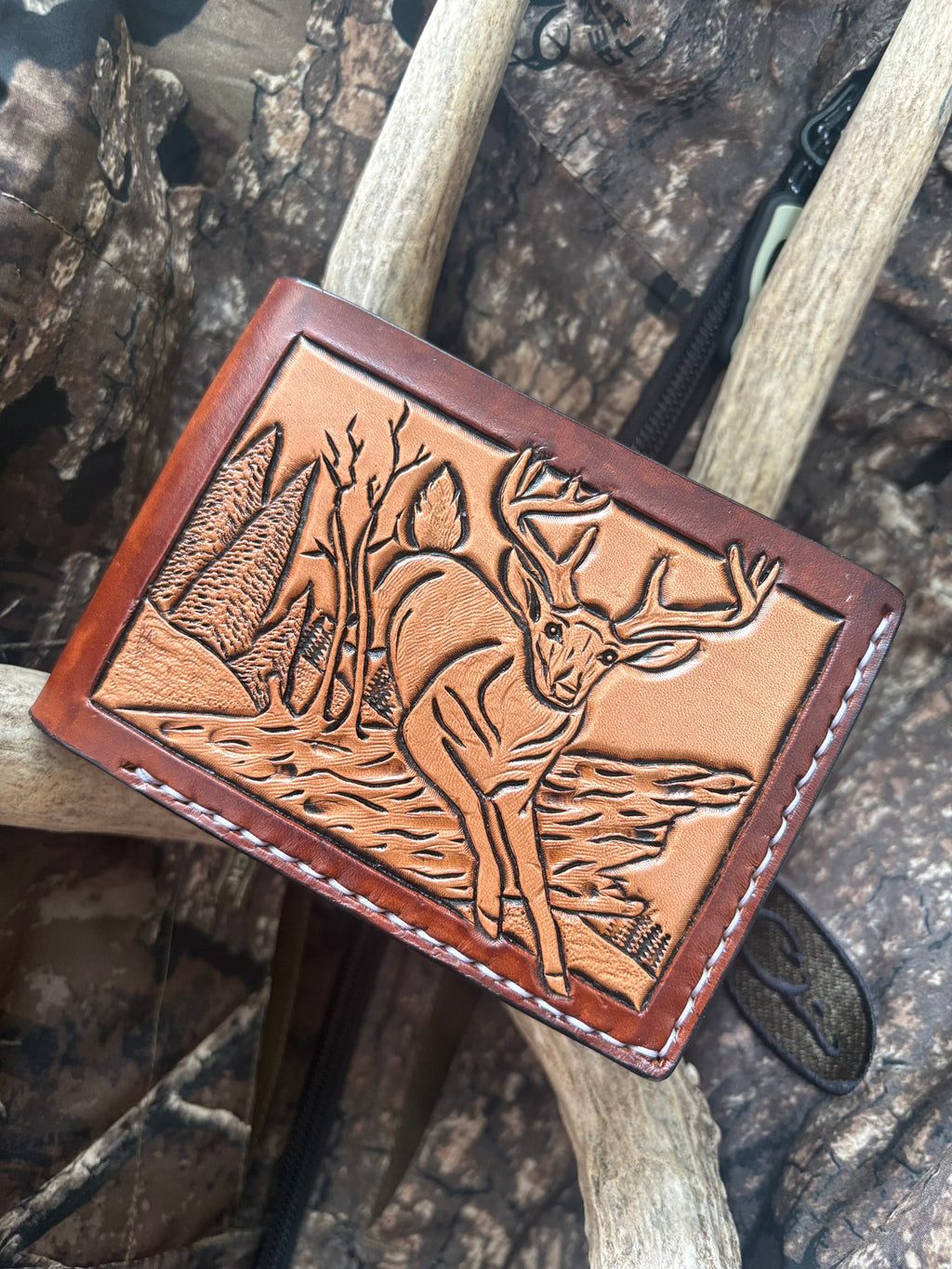 Deer Carved Bifold Wallet