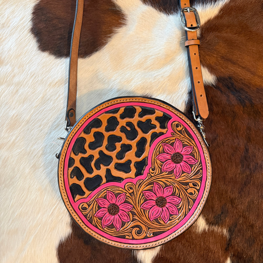Hot Pink Floral and Leopard Purse