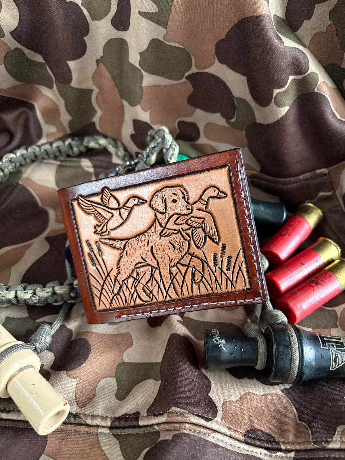 Duck Dog Carved Bifold Wallet