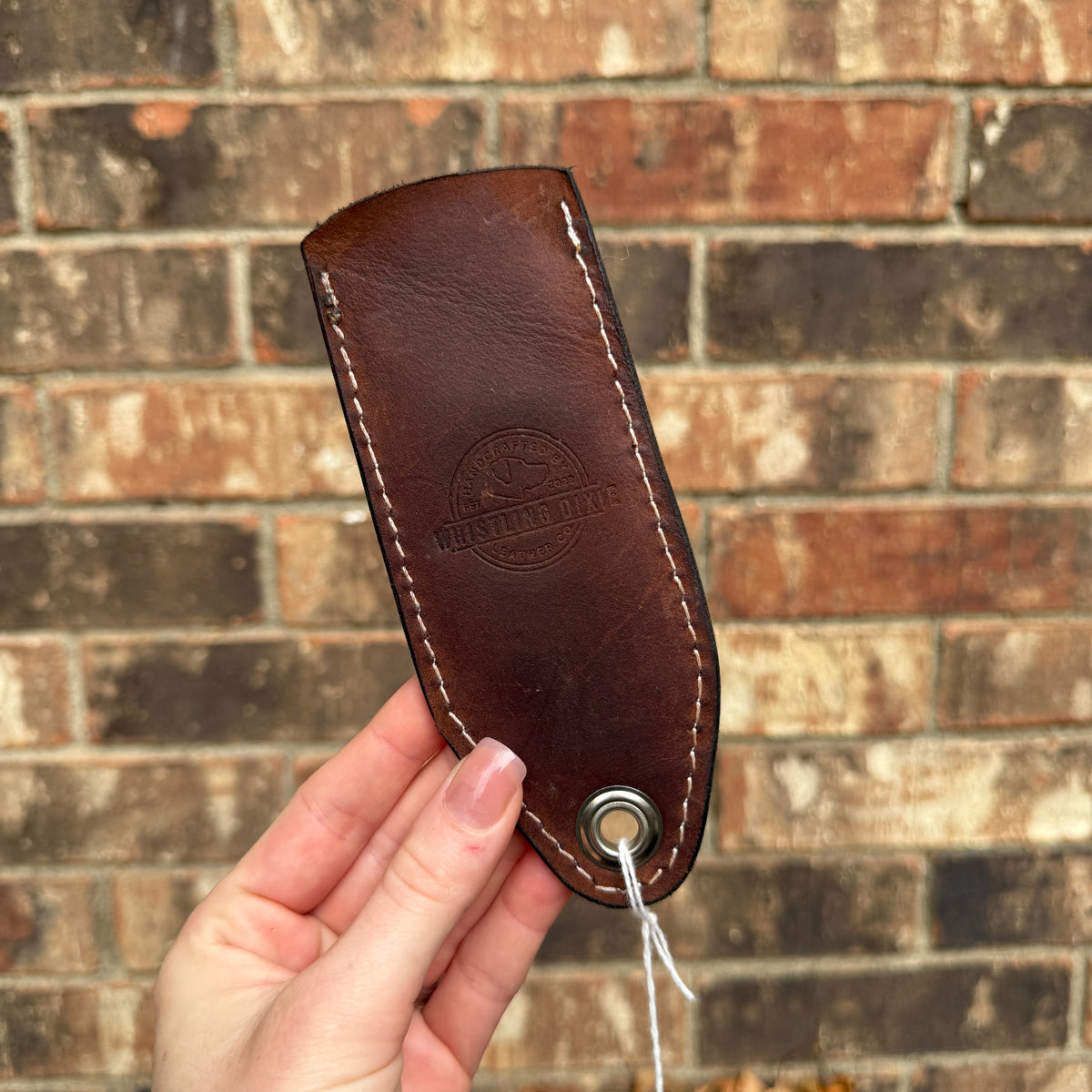 Snakeskin Tooled Cast Iron Skillet Handle - Dark Brown