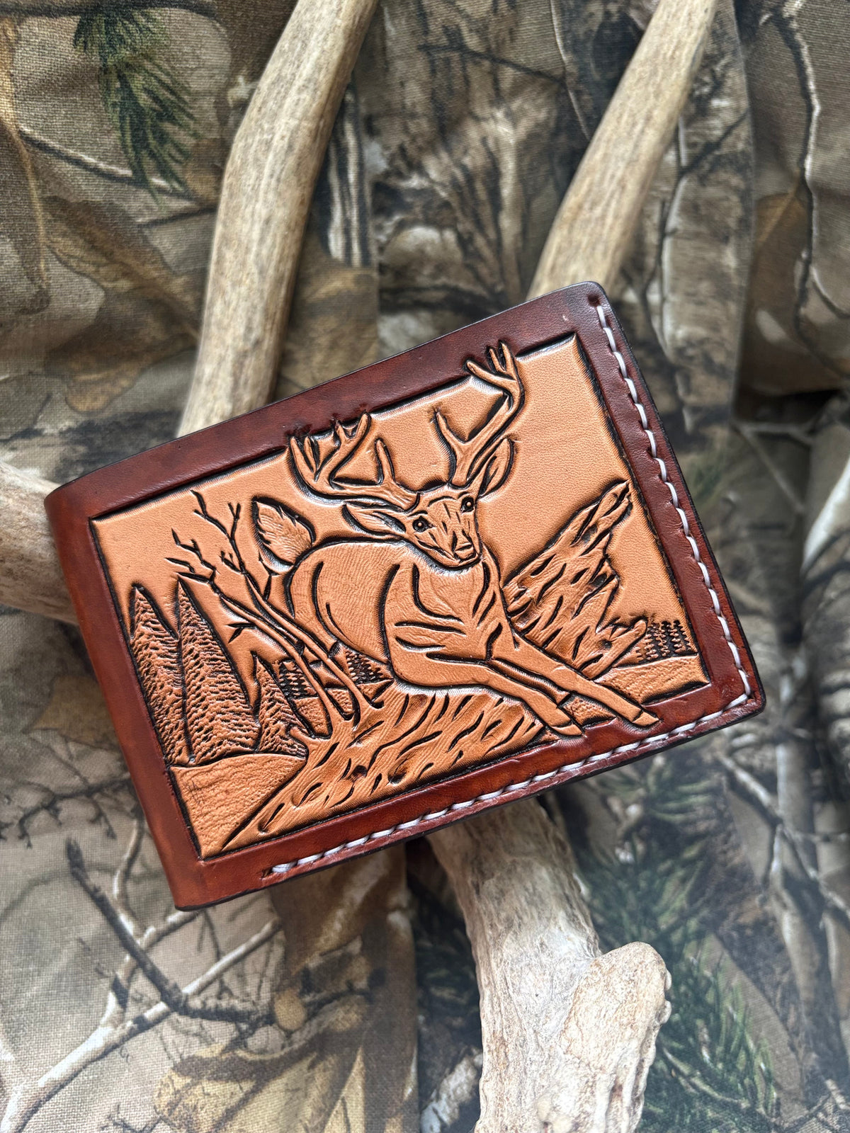 Deer Carved Bifold Wallet