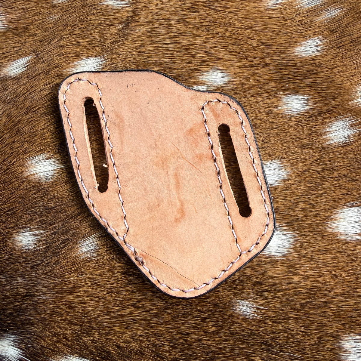 Basket Carved Pancake Knife Sheath - Saddle Tan