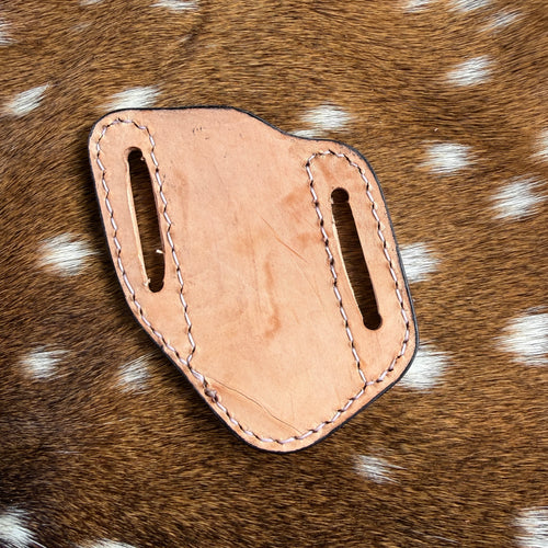 Basket Carved Pancake Knife Sheath - Saddle Tan