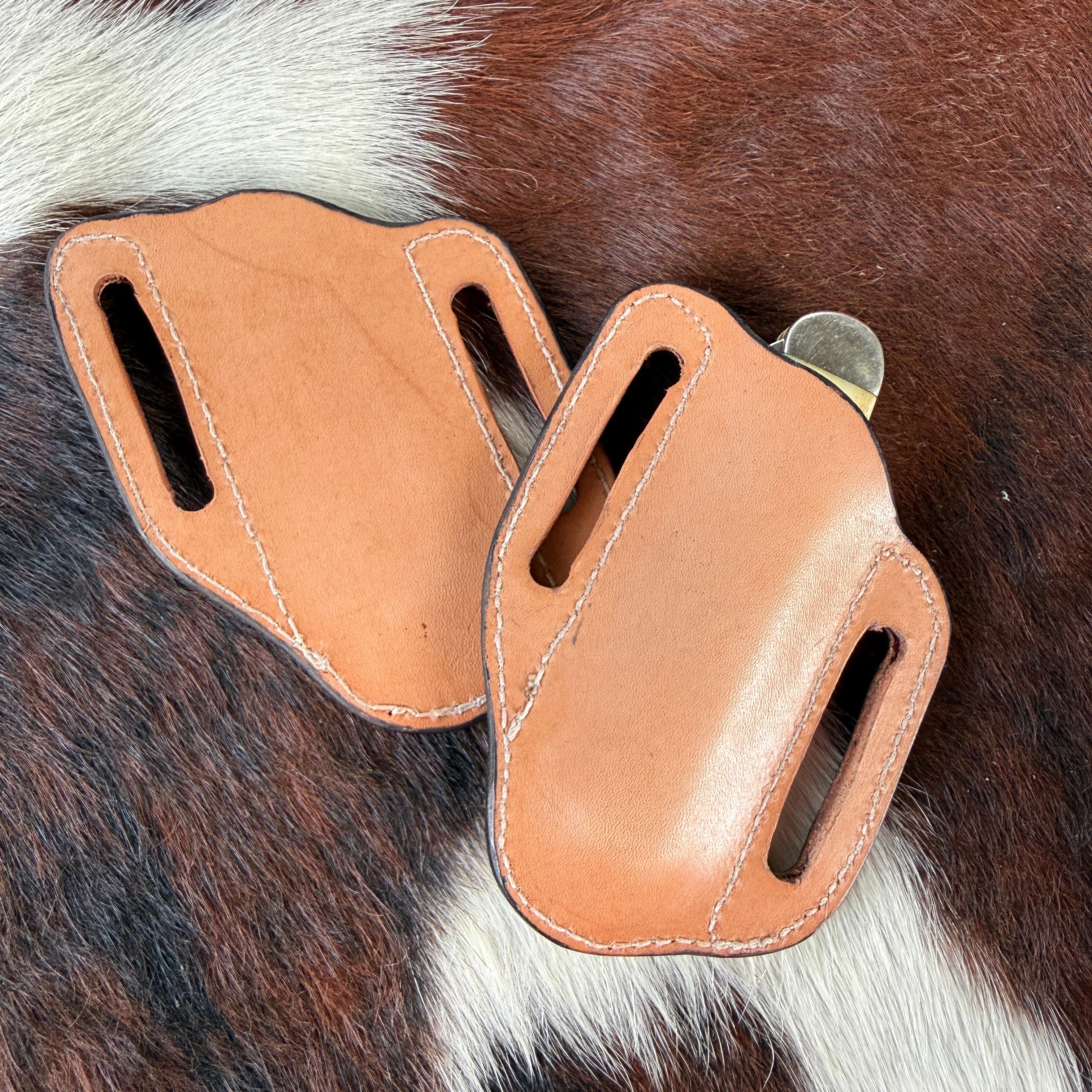 Texas Basket Stamped Knife Sheath - Tan