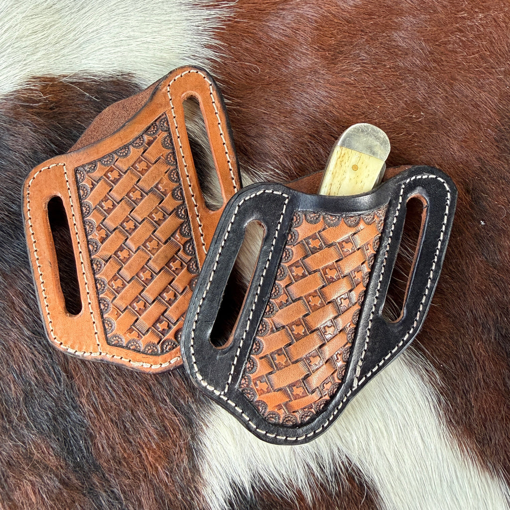 Texas Basket Stamped Knife Sheath - Black